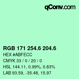 カラーコード: RGB 171 254.6 204.6 | qconv.com