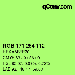 Color code: RGB 171 254 112 | qconv.com