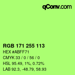 Color code: RGB 171 255 113 | qconv.com