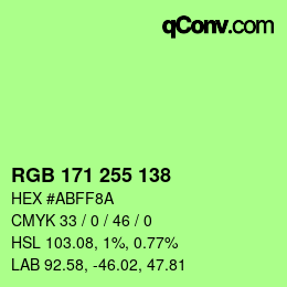 Color code: RGB 171 255 138 | qconv.com