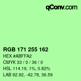 Color code: RGB 171 255 162 | qconv.com