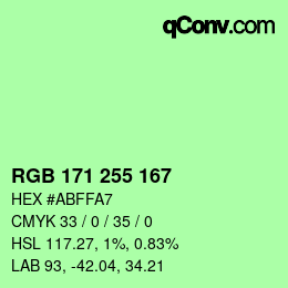 Color code: RGB 171 255 167 | qconv.com