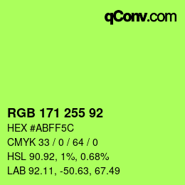 Color code: RGB 171 255 92 | qconv.com