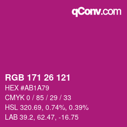 Color code: RGB 171 26 121 | qconv.com