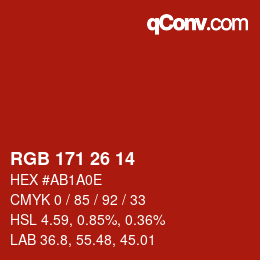 カラーコード: RGB 171 26 14 | qconv.com
