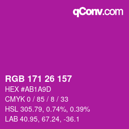 Color code: RGB 171 26 157 | qconv.com