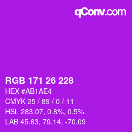 カラーコード: RGB 171 26 228 | qconv.com