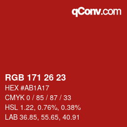 Color code: RGB 171 26 23 | qconv.com