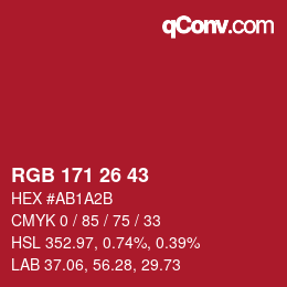 Color code: RGB 171 26 43 | qconv.com
