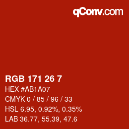Color code: RGB 171 26 7 | qconv.com