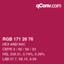 カラーコード: RGB 171 26 76 | qconv.com