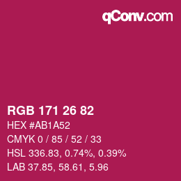 Color code: RGB 171 26 82 | qconv.com