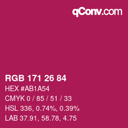 Color code: RGB 171 26 84 | qconv.com