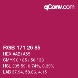 カラーコード: RGB 171 26 85 | qconv.com