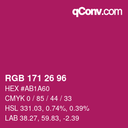 カラーコード: RGB 171 26 96 | qconv.com