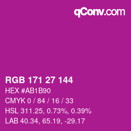 カラーコード: RGB 171 27 144 | qconv.com