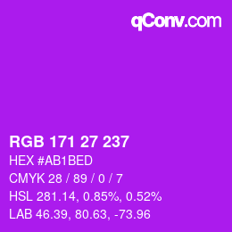 Color code: RGB 171 27 237 | qconv.com