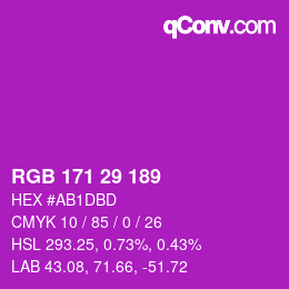 カラーコード: RGB 171 29 189 | qconv.com