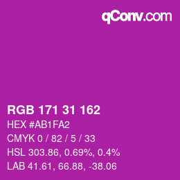 Color code: RGB 171 31 162 | qconv.com