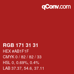 Color code: RGB 171 31 31 | qconv.com