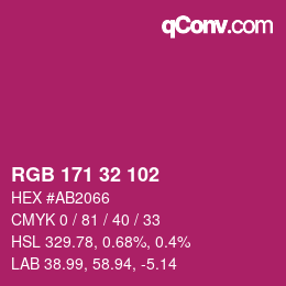 Color code: RGB 171 32 102 | qconv.com