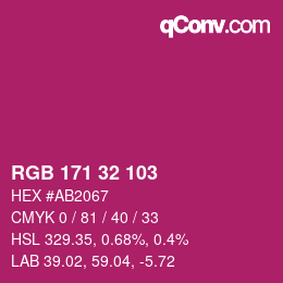 カラーコード: RGB 171 32 103 | qconv.com