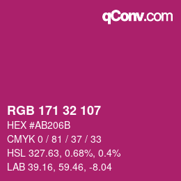 Color code: RGB 171 32 107 | qconv.com