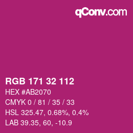 Color code: RGB 171 32 112 | qconv.com