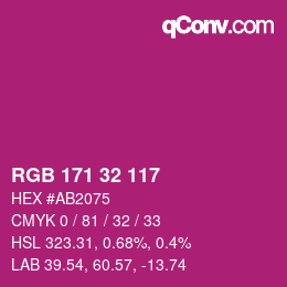 カラーコード: RGB 171 32 117 | qconv.com