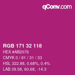 Color code: RGB 171 32 118 | qconv.com