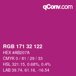 Color code: RGB 171 32 122 | qconv.com