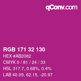カラーコード: RGB 171 32 130 | qconv.com
