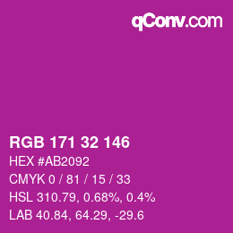 Color code: RGB 171 32 146 | qconv.com