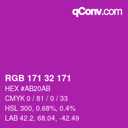 Color code: RGB 171 32 171 | qconv.com