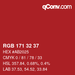 Color code: RGB 171 32 37 | qconv.com