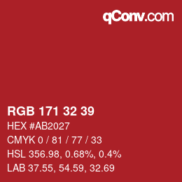 Color code: RGB 171 32 39 | qconv.com