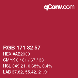 Color code: RGB 171 32 57 | qconv.com