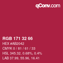 Color code: RGB 171 32 66 | qconv.com
