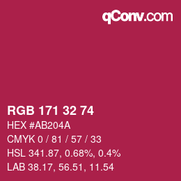 Color code: RGB 171 32 74 | qconv.com