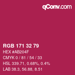 Color code: RGB 171 32 79 | qconv.com