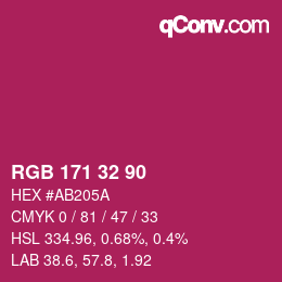 カラーコード: RGB 171 32 90 | qconv.com