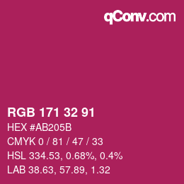 Color code: RGB 171 32 91 | qconv.com