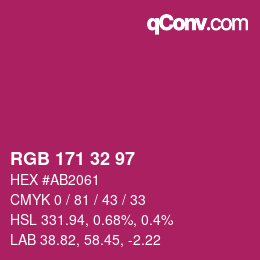Color code: RGB 171 32 97 | qconv.com