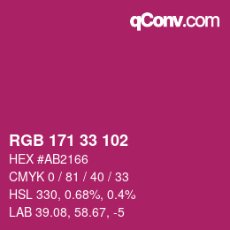 Color code: RGB 171 33 102 | qconv.com