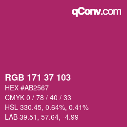 カラーコード: RGB 171 37 103 | qconv.com