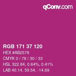 カラーコード: RGB 171 37 120 | qconv.com