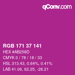 カラーコード: RGB 171 37 141 | qconv.com