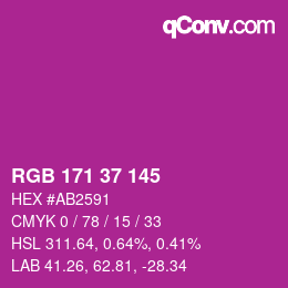 Color code: RGB 171 37 145 | qconv.com