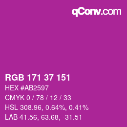 カラーコード: RGB 171 37 151 | qconv.com