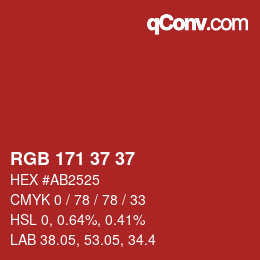カラーコード: RGB 171 37 37 | qconv.com